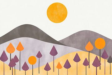 Un paysage harmonieux dans un doux jeu de couleurs sur Poster Art Shop