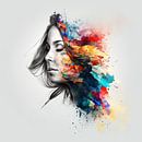 Colorful & Abstract painting: Dreaming woman with creative brain by Surreal Media thumbnail