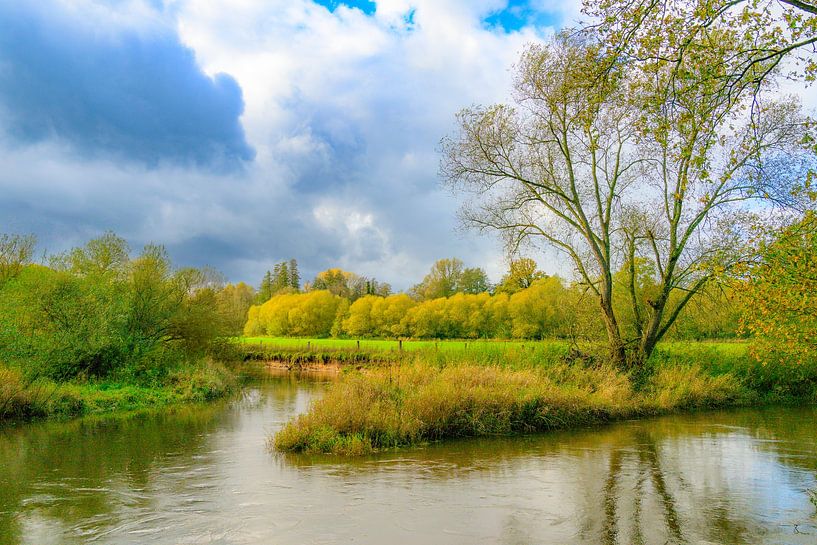 River Dinkel winding through an autumn landscape by Sjoerd van der Wal Photography