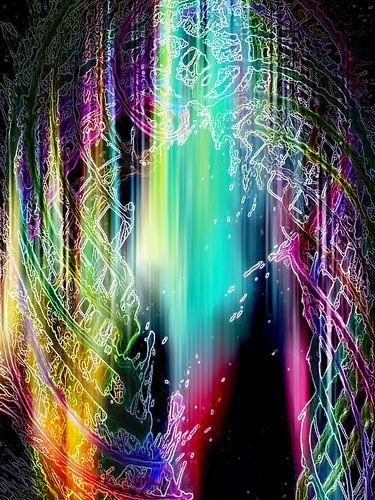 Modern, Abstract Digitaal Kunstwerk in Diverse Kleuren