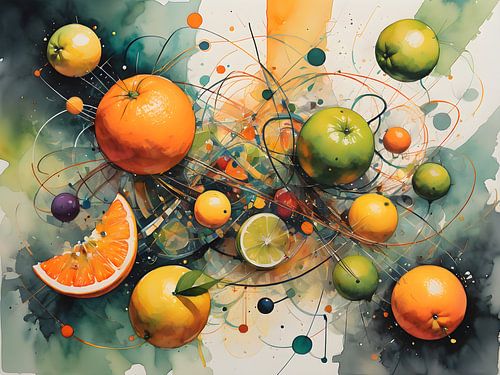 Citrusvruchten in een expressieve chaos