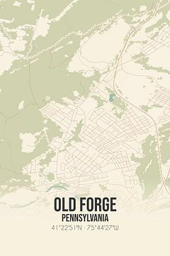 Vintage landkaart van Old Forge (Pennsylvania), USA. van Rezona