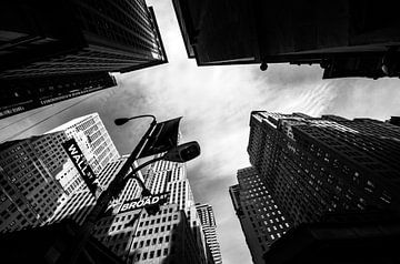 Wallstreet New York schwarz-weiß von Lex Scholten