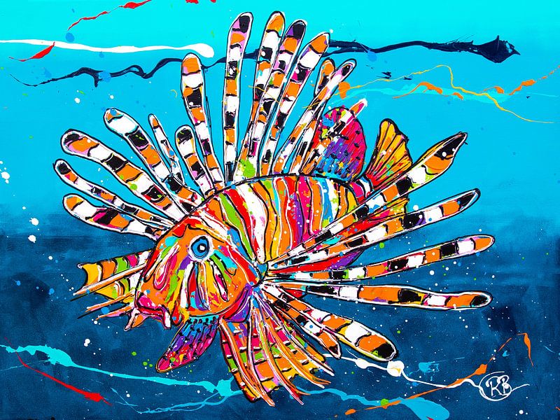 Fröhliches Unterwasserballett des Rotfeuerfisches von Happy Paintings / Renata Rolefes