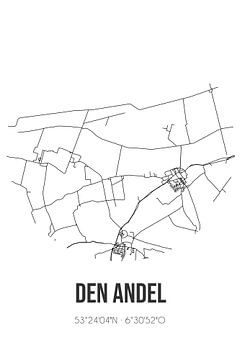 Den Andel (Groningen) | Landkaart | Zwart-wit van MijnStadsPoster