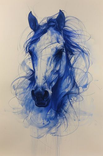 Dessin, encre de Chine, aquarelle, cheval -3