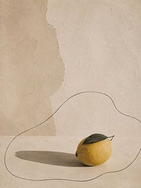 Abstract Minimalist Single Lemon with Continuous Line Art by MARTINA KUSUMA DEWI