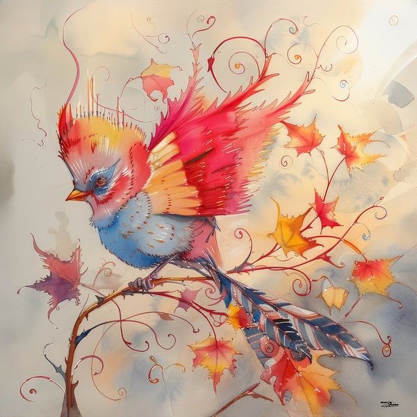 Aquarell eines Vogels von Gelissen Artworks