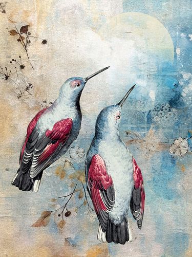 Two Wallcreepers by Marja van den Hurk