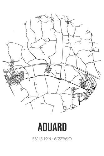 Aduard (Groningen) | Karte | Schwarz und weiß