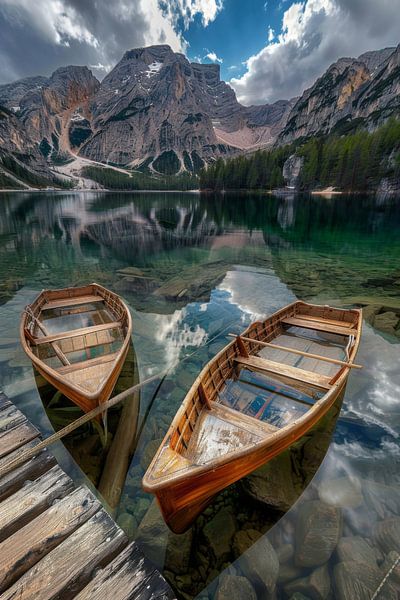 Bergsee in den Dolomiten von Poster Art Shop