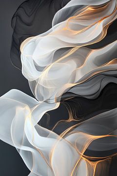 Zwart-witte golven van Poster Art Shop