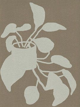 Epipremnum of pothos kamerplant in wit op bruin. van Dina Dankers