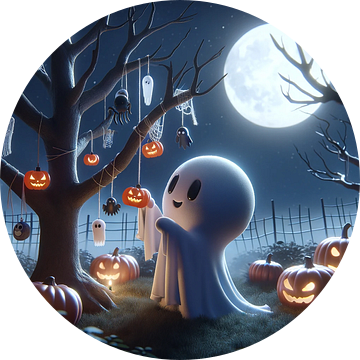 Spookachtige Halloweenavond onder de volle maan van artefacti