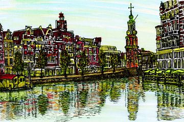 Munttoren aan de Amstel Amsterdam van Hendrik-Jan Kornelis