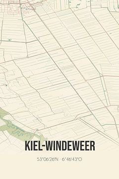 Vintage landkaart van Kiel-Windeweer (Groningen) van Rezona