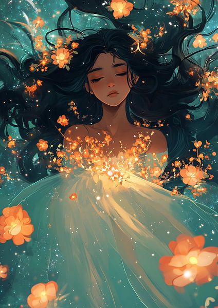 Déesse des fleurs orange par Liv ter Riet