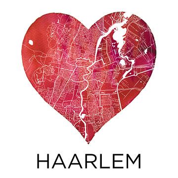 Love for Haarlem | City map in a heart by WereldkaartenShop