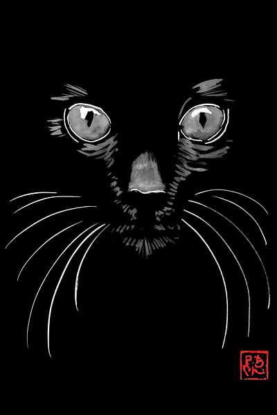 zwarte kat in het zwart van Péchane Sumie