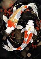 Koi Fisch Abstrakt Gold Dekor