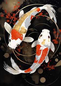 Poisson Koi Abstrait Décor Or