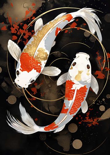 Koi Fish Abstract Gold Decor