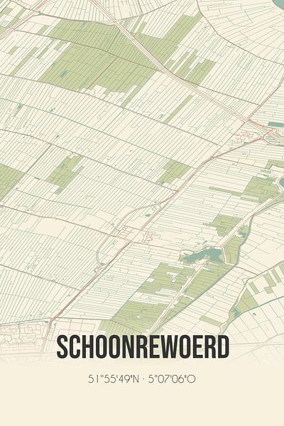 Alte Karte von Schoonrewoerd (Utrecht) von Ortsdrucke
