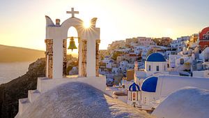 Santorin - Sonnensterne bei untergehender Sonne in Oia
