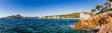 Panorama uitzicht op kustlijn baai in Sant Elm Mallorca van Alex Winter