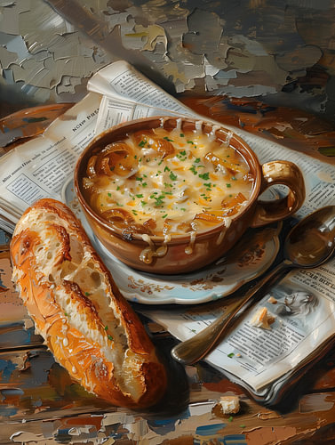 Franse uiensoep met stokbrood