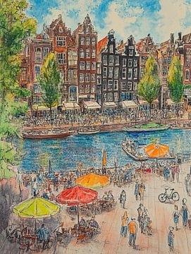 Beeld van Amsterdam van Abstract Schilderij