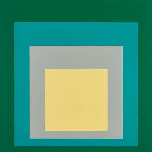 Josef Albers - Hommage aan het vierkant, groen, grijs, geel, hoge resolutie