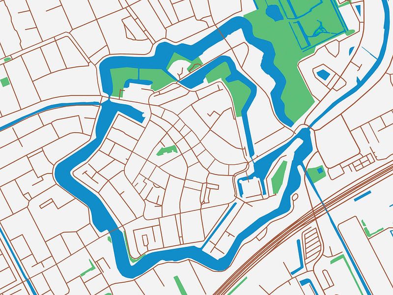 Map of Woerden Centrum in the style Urban Ivory by De Kaartenwinkel