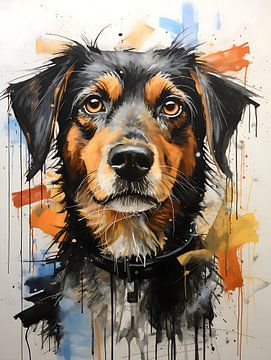 Hond sketch schilderij van PixelPrestige