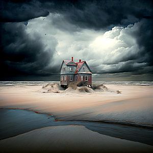 Wattenmeer Ozean Düne Haus Einsamkeit Unwetter maritim