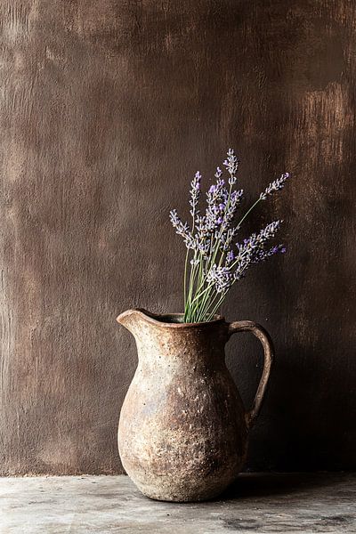Rustic stone jug with lavender by Imperial Art House