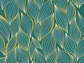 Botanisch groenblauw en bladgoudpatroon van Artistic