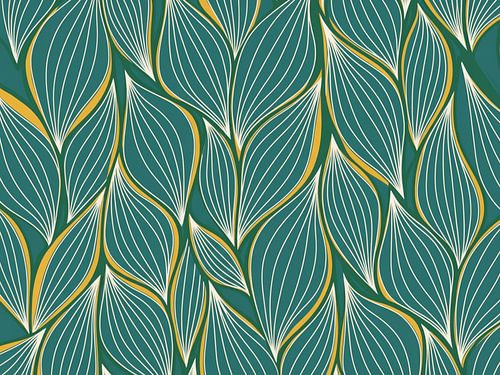 Botanisch groenblauw en bladgoudpatroon