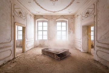Klavier im Staub.von Roman Robroek – Fotos verlassener Gebäude