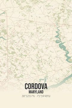 Carte ancienne de Cordova (Maryland), USA. sur Rezona