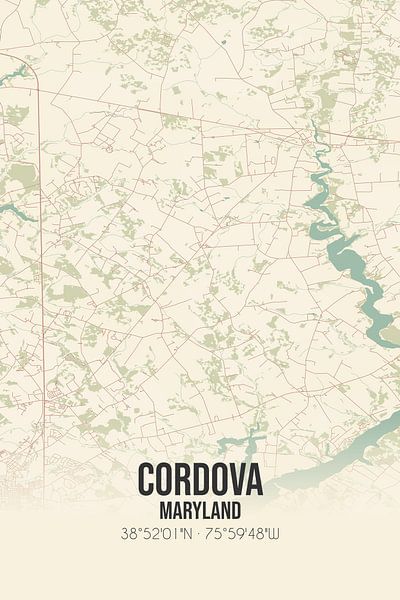 Carte ancienne de Cordova (Maryland), USA. par Affiches de lieux