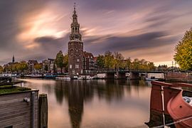 Coucher de soleil au Montelbaanstoren Amsterdam