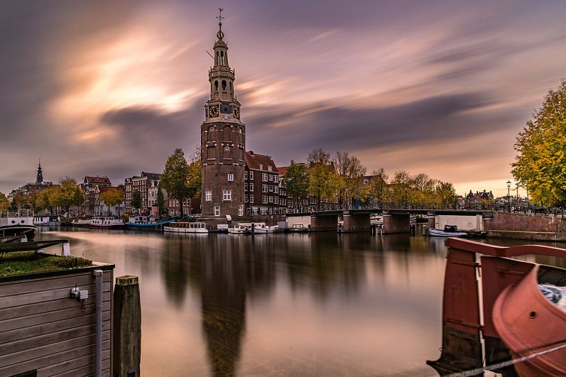 Coucher de soleil au Montelbaanstoren Amsterdam par Marco Rutten