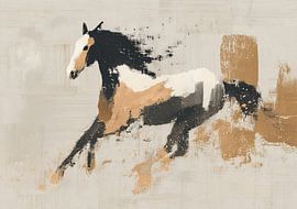 Cheval au galop dans des tons ocres