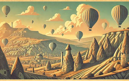 Vintage Turkije, Cappadocië Poster