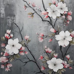 Kirschblüte und weiße Blumen