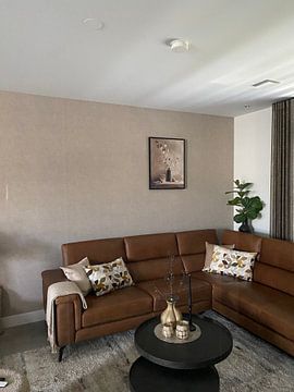 Customer photo: Earth & Elegance a still life with dark vase and natural stones by Dutch Art Works