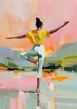 Yoga-Pose – Impressionistische Kunst von Niklas Maximilian