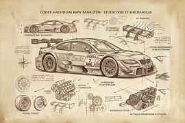 Une illustration technique d'une voiture de DTM, réalisée dans le style de Léonard de Vinci. sur Wolbert Erich