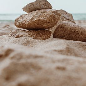 Stones on the beach - travel photography Portugal by Anne Verhees